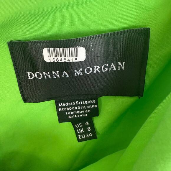 Donna Morgan Womens Colorblock Short Sleeve V-Neck Green/Yellow Maxi Dress US 4 - Picture 8 of 11